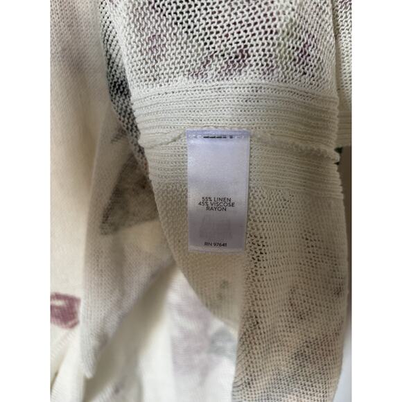 J. Jill Sweater Large Floral Lightweight Vneck Relaxed New Linen Blend - Picture 7 of 14